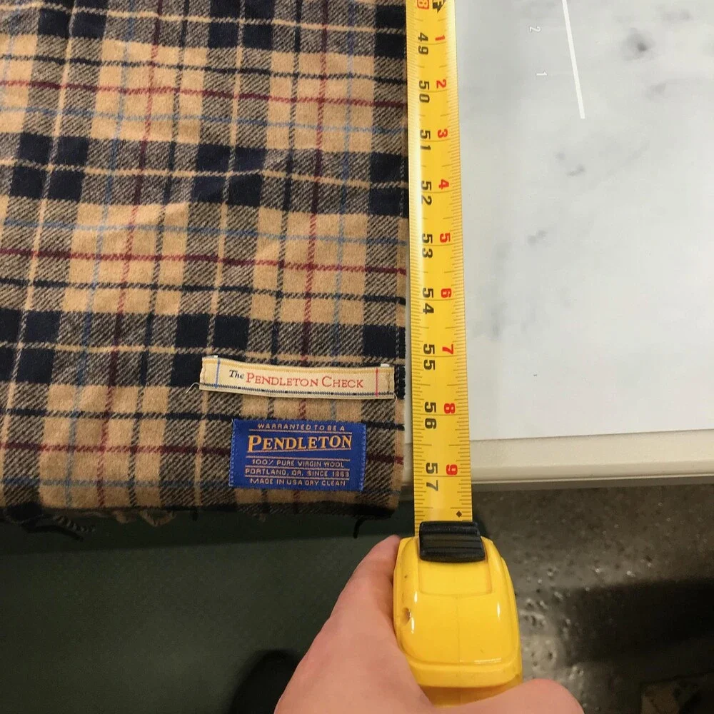 Pendleton Check Scarf Mens One Size Brown Plaid Wool Fringe Winter USA